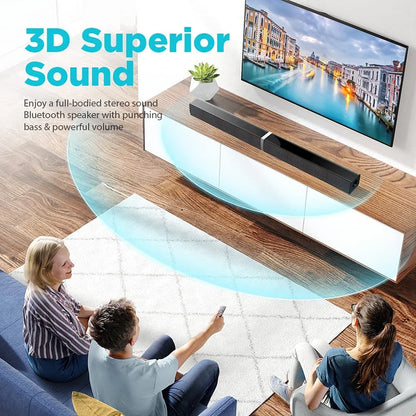 Bluetooth Sound Bar for TV, 50W Sound Bar with 4 Drivers and Remote Control, Home Audio TV Speakers Sound Bar with Arc/Optical/Aux Connect