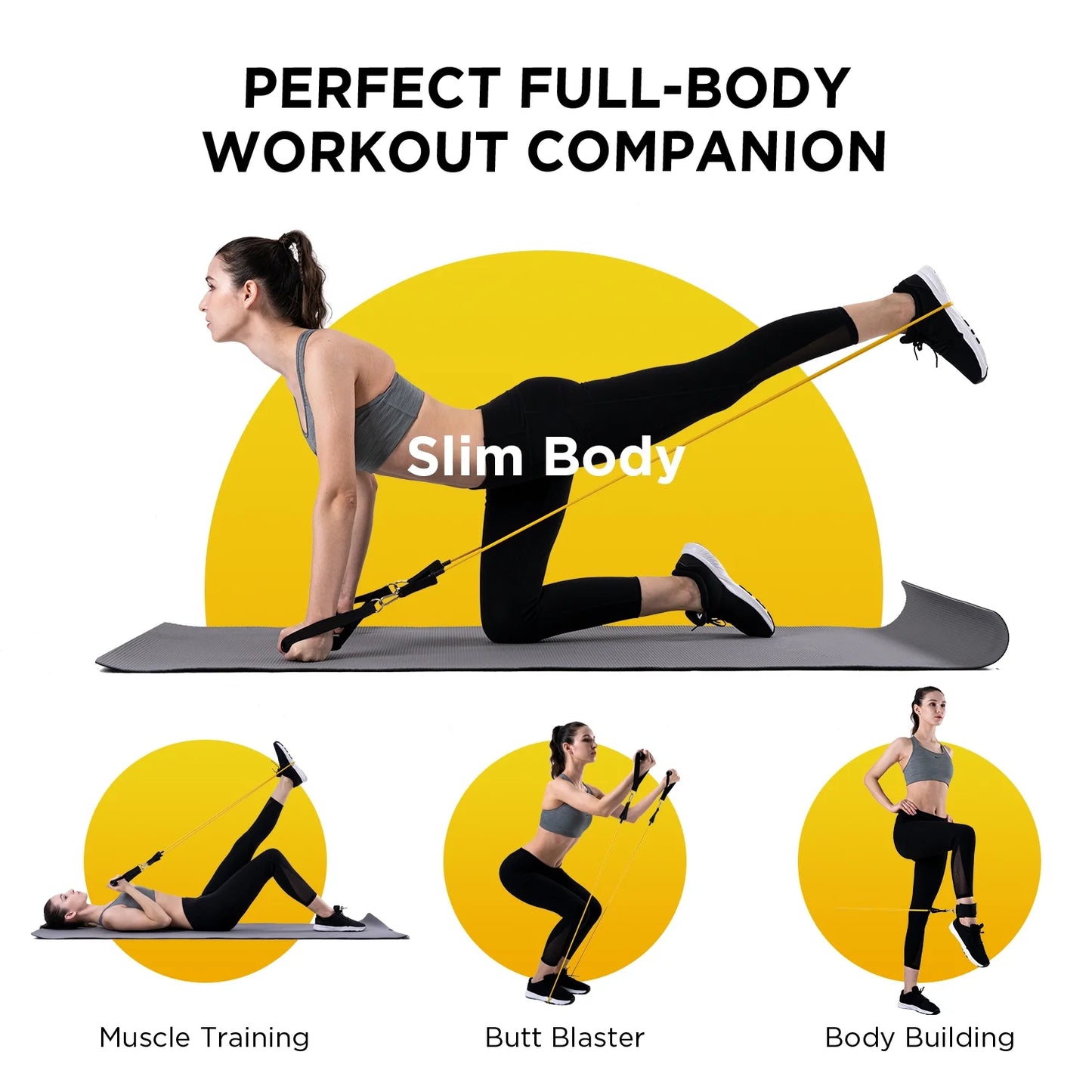 Resistance Bands Exercise Bands Workout Bands - up to 150Lb, Indoor and Outdoor Bands with Door Anchor and Handles for Strength, Slim, Yoga, Home Gym Equipment for Men/Women